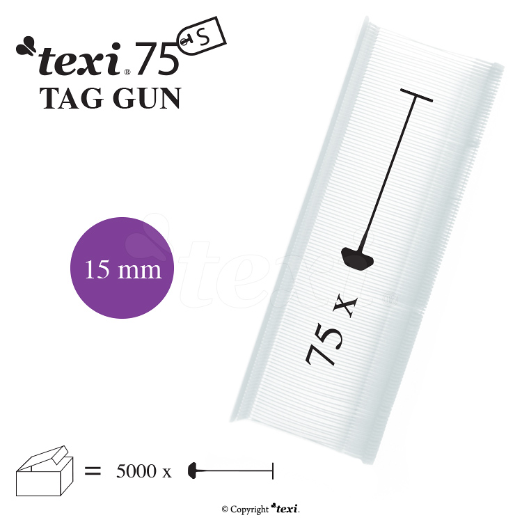 Tagging pins 15 mm standard, neutral, 1 single box = 5.000 pcs