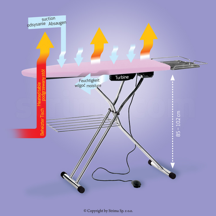 Ironing table board type 120x45cm, with suction and heated surface