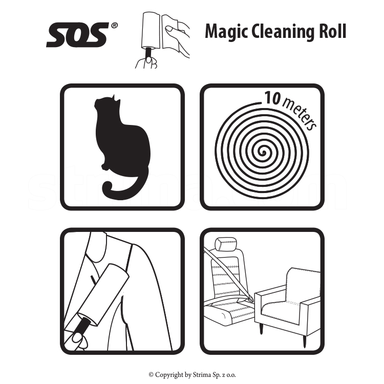 TEXI 4006 - Cleaning roll with handle (1 roll is 10 meters) - 2 Cleaning roll with handle (1 roll is 10 meters)