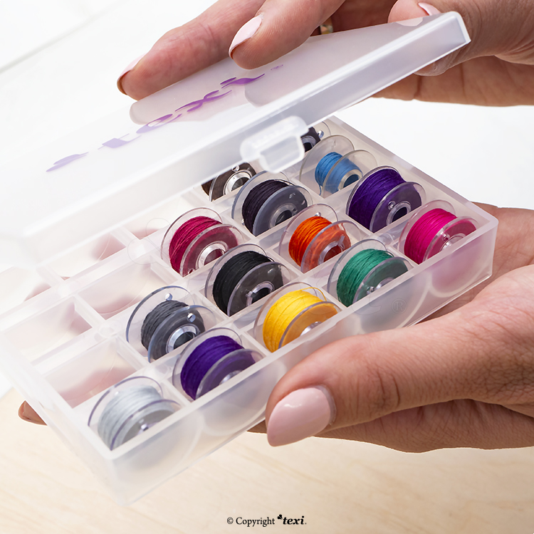 Storage box for 25 bobbins (bobbins not included)