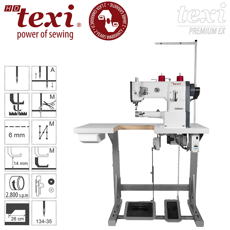 Upholstery and leather lockstitch cylinder-bed machine, unison feed, large hook, AC Servo motor, needle positioning - with 2 years warranty