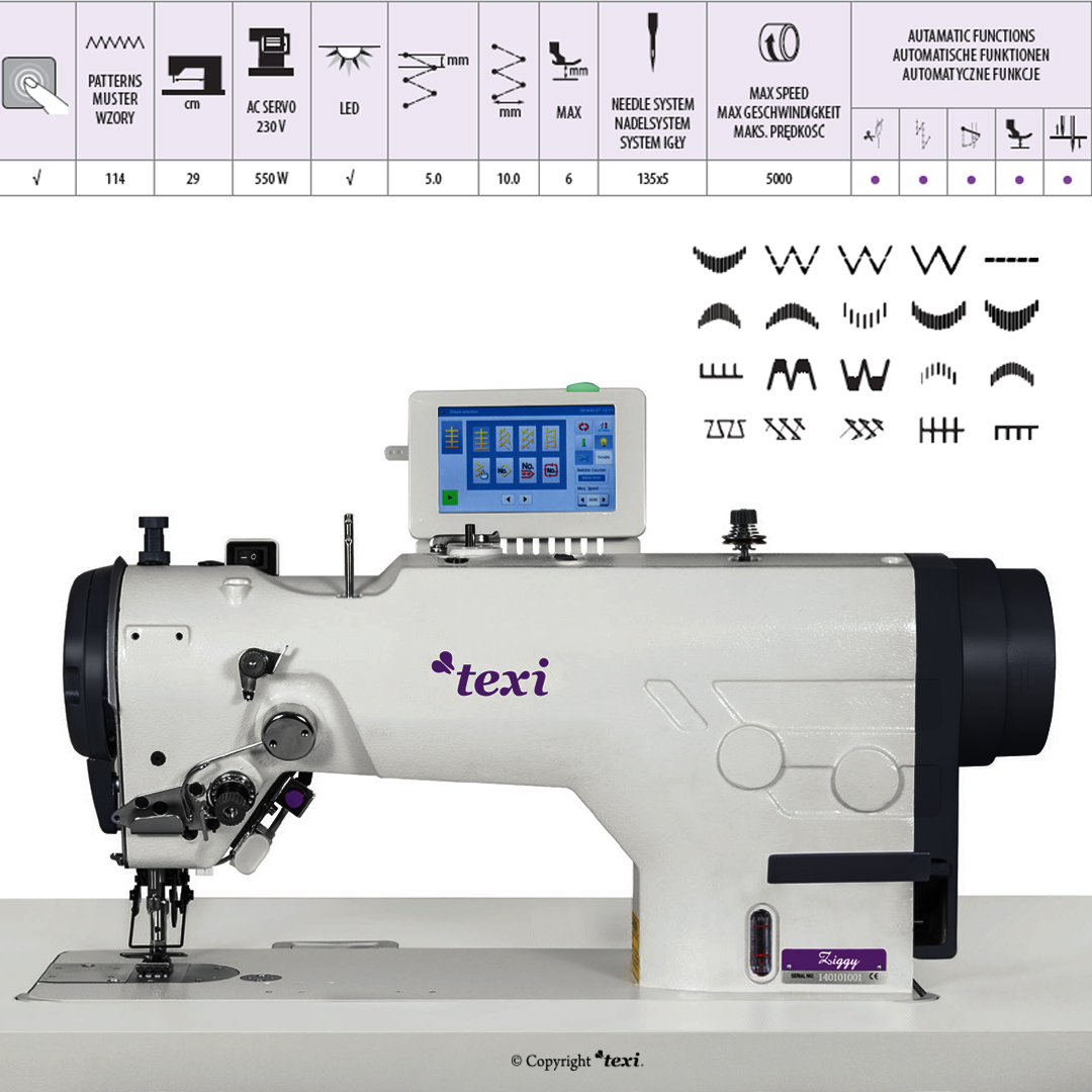 TEXI ZIGGY PREMIUM EX - Electronic zigzag - complete sewing machine with 2 years warranty - 4 Electronic zigzag - complete sewing machine with 2 years warranty