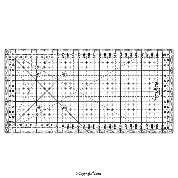 Quilting ruler, metric scale, 160x320 mm, black