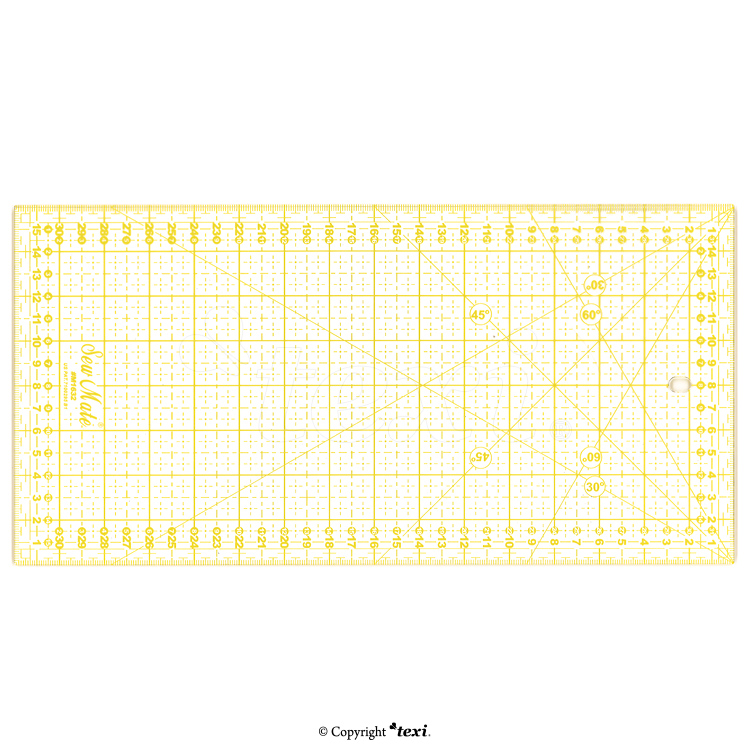 Quilting ruler, 160x320 mm, metric scale, yellow