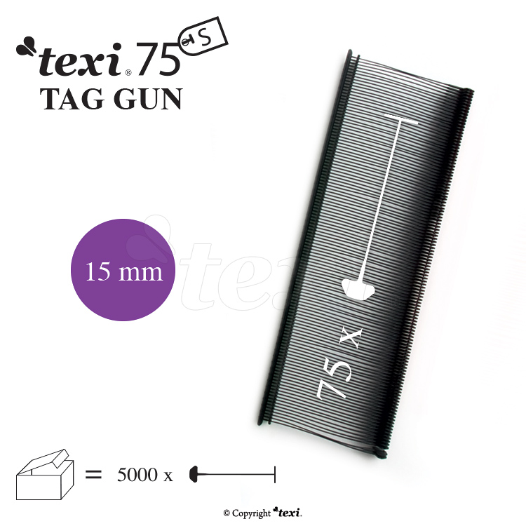 Tagging pins 15 mm standard, black, 1 single box = 5.000 pcs