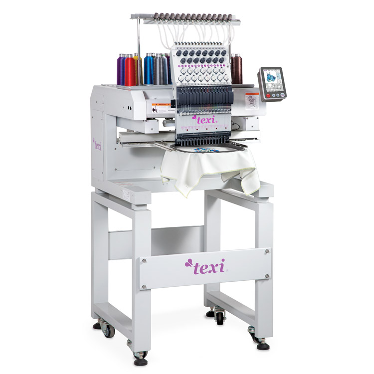 Industrial, one-head, fifteen-needle embroidery machine - stand, and thread set for free