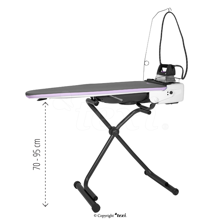 Compact ironing table with automatic, integrated steam generator and iron - PTFE shoe for iron and bottle for filling steam generator tank for FREE!