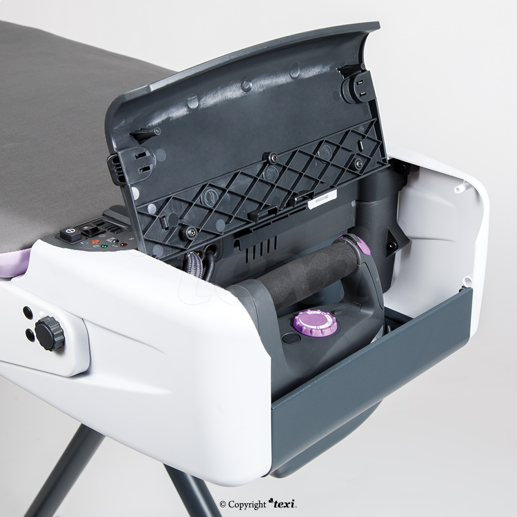 TEXI HESTIA - Compact ironing table with automatic, integrated steam generator and iron - PTFE shoe for iron and bottle for filling steam generator tank for FREE - 3 Compact ironing table with automatic, integrated steam generator and iron - PTFE shoe for iron and bottle for filling steam generator tank for FREE