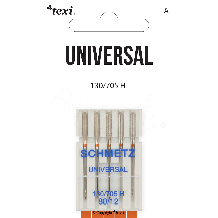 TEXI UNIVERSAL 130/705 H 5x80 - Universal needles for household machines, 5 pcs, size 80 - 1 Universal needles for household machines, 5 pcs, size 80