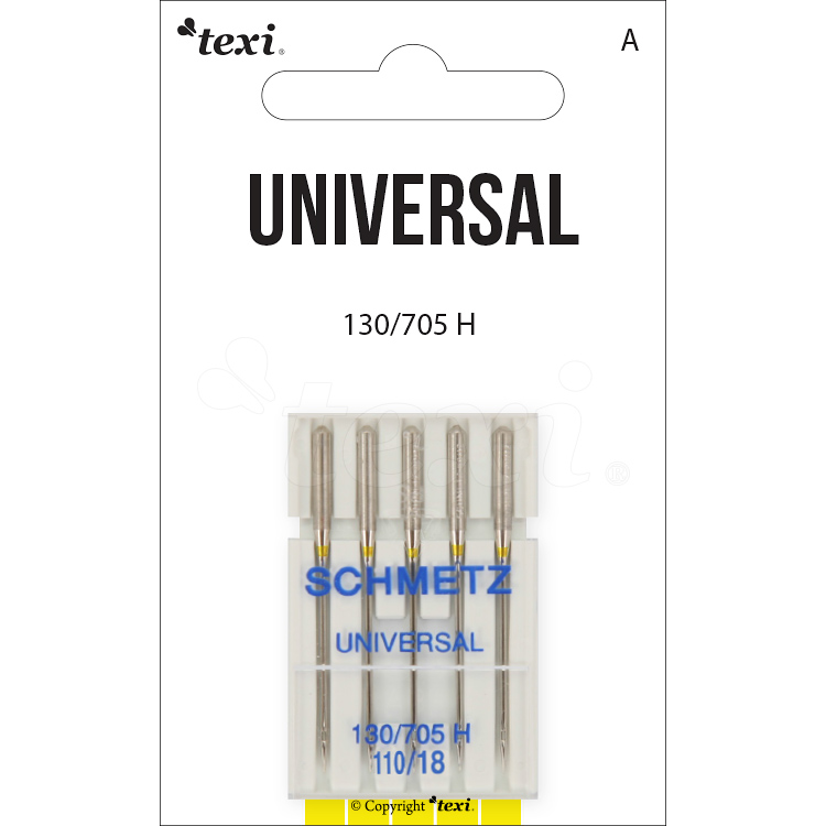 TEXI UNIVERSAL 130/705 H 5x110 - Universal needles for household machines, 5 pcs, size 110 - 1 Universal needles for household machines, 5 pcs, size 110