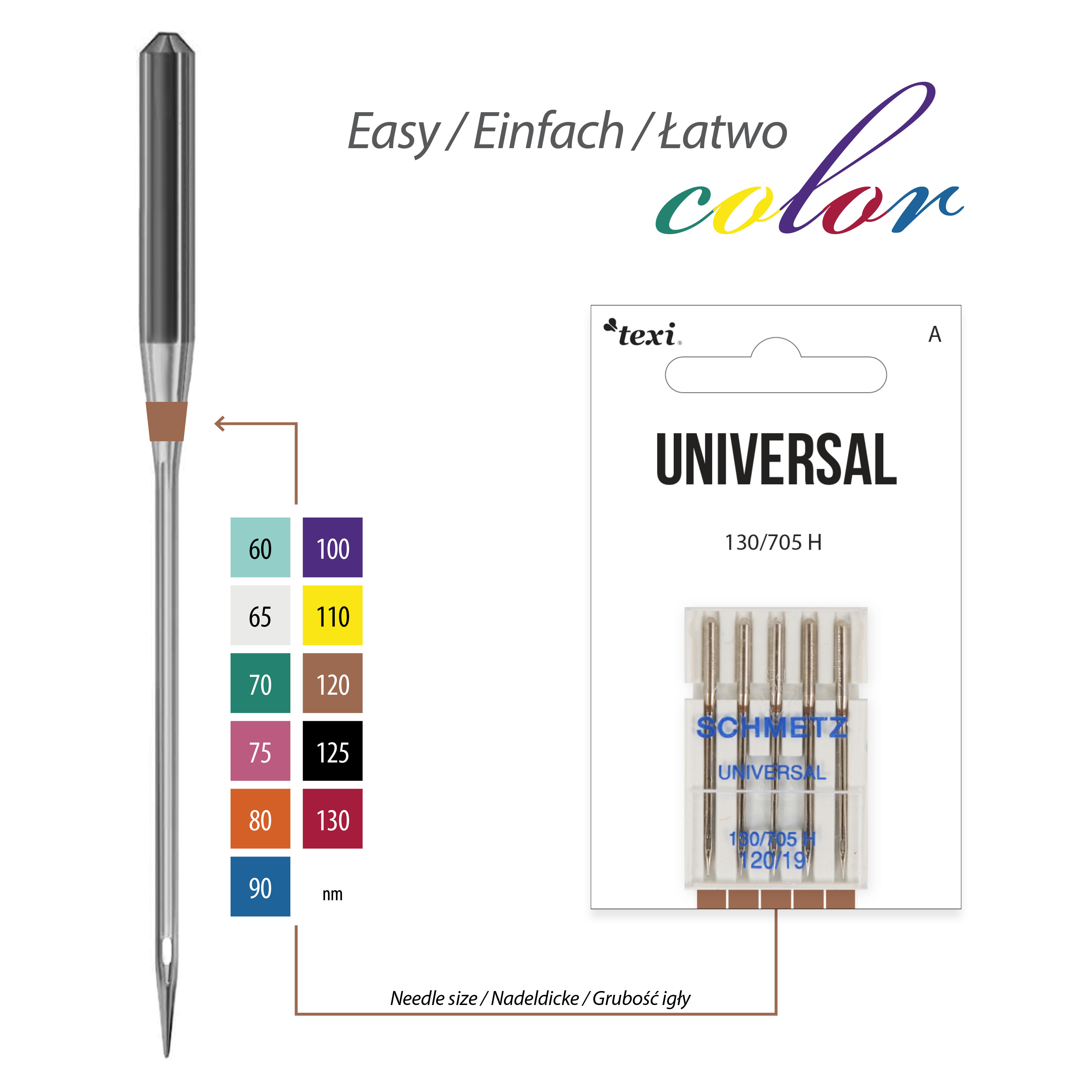 TEXI UNIVERSAL 130/705 H 5x120 - Universal needles for household machines, 5 pcs, size 120 - 2 Universal needles for household machines, 5 pcs, size 120