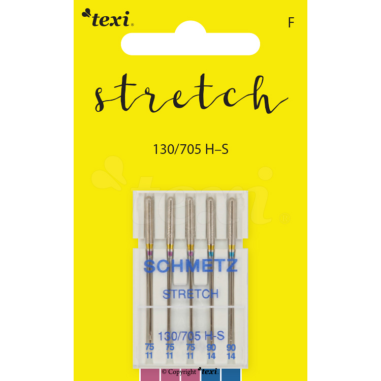 TEXI STRETCH 130/705 H-S 3x75 2x90 - Stretch needles for household machines, 5 pcs, size 75x3, 90x2 - 1 Stretch needles for household machines, 5 pcs, size 75x3, 90x2