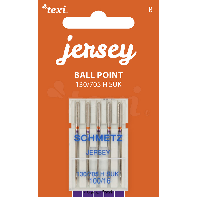 TEXI JERSEY 130/705 H SUK 5x100 - Ball point needles (medium ball) for household machines, 5 pcs, size 100 - 1 Ball point needles (medium ball) for household machines, 5 pcs, size 100