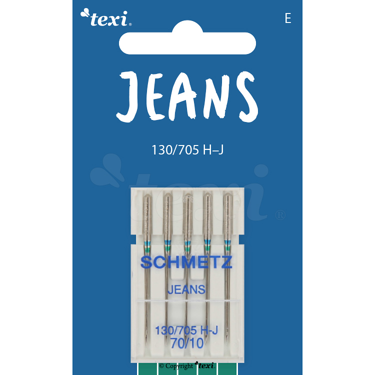 TEXI JEANS 130/705 H-J 5x70 - Jeans needles for household machines, 5 pcs, size 70 - 1 Jeans needles for household machines, 5 pcs, size 70