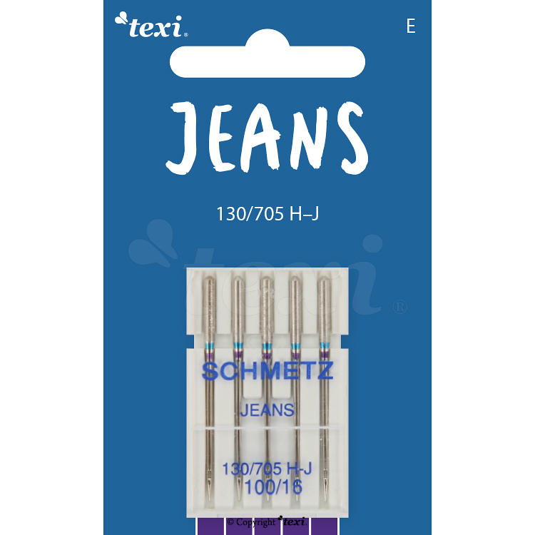 TEXI JEANS 130/705 H-J 5x100 - Jeans needles for household machines, 5 pcs, size 100 - 1 Jeans needles for household machines, 5 pcs, size 100