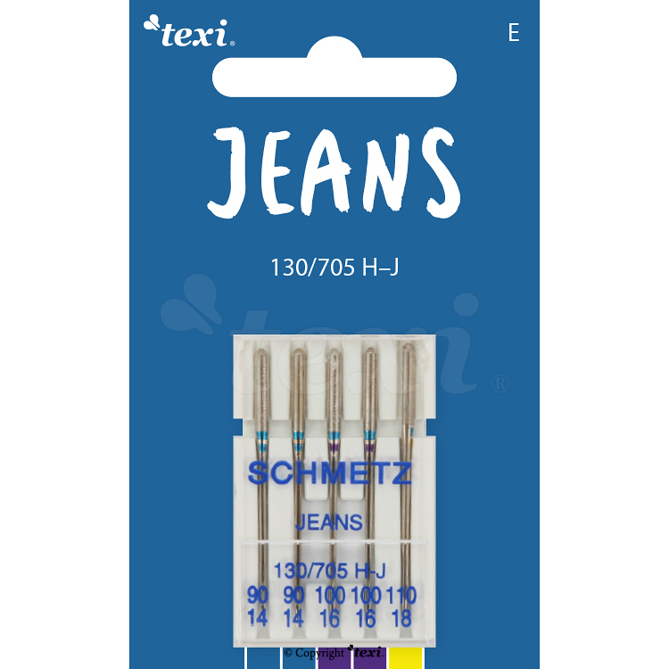 Jeans needles for household machines, 5 pcs, size 90x2, 100x2, 110x1