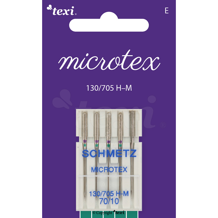 TEXI MICROTEX 130/705 H-M 5x70 - Microtex needles for household machines, 5 pcs, size 70 - 1 Microtex needles for household machines, 5 pcs, size 70