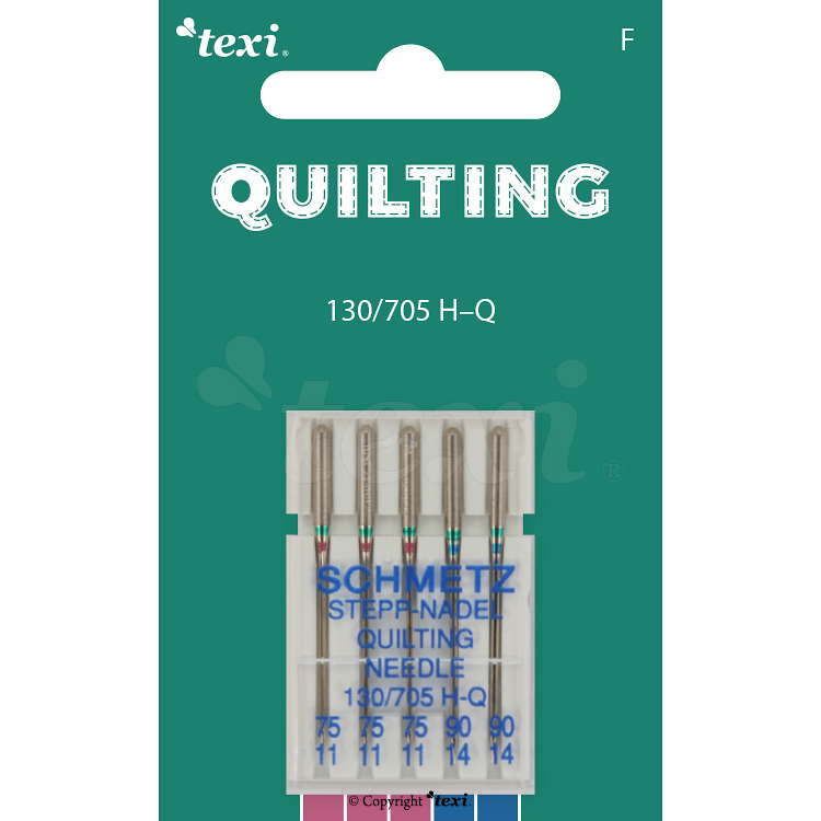 TEXI QUILTING 130/705 H-Q 3x75 2x90 - Quilting needles for household machines, 5 pcs, size 75x3, 90x2 - 1 Quilting needles for household machines, 5 pcs, size 75x3, 90x2