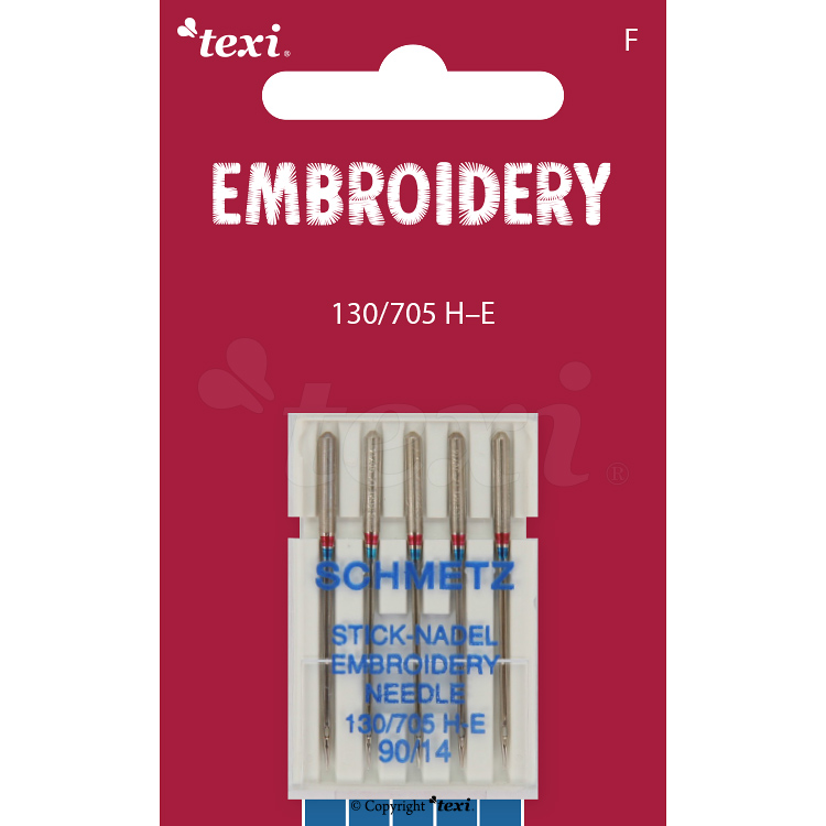 TEXI EMBROIDERY 130/705 H-E 5x90 - Embroidery needles for household machines, 5 pcs, size 90 - 1 Embroidery needles for household machines, 5 pcs, size 90