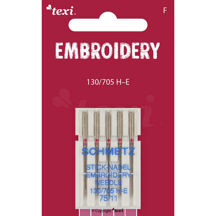 TEXI EMBROIDERY 130/705 H-E 5x75 - Embroidery needles for household machines, 5 pcs, size 75 - 1 Embroidery needles for household machines, 5 pcs, size 75