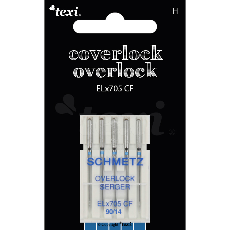 TEXI OVERLOCK/COVERLOCK ELX705 CF 5X90 - Needles for overlock/coverlock household machines, 5 pcs, size 90 - 1 Needles for overlock/coverlock household machines, 5 pcs, size 90
