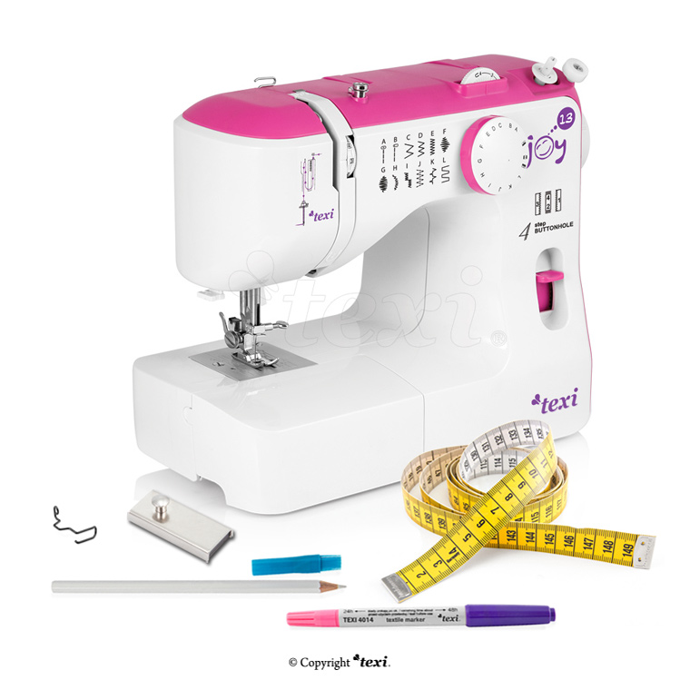 TEXI JOY 13 PINK KID SET - Multifunctional mechanical sewing machine, 13 stitches - 1 Multifunctional mechanical sewing machine, 13 stitches