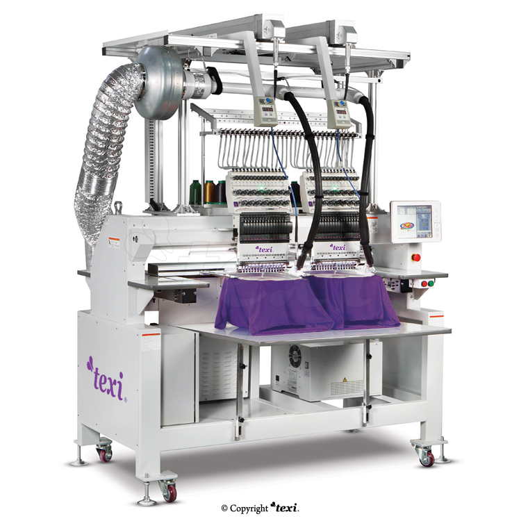 TEXI 1502 TS PREMIUM LC SET - TEXI 1502 TS PREMIUM LC SET is a 15-needle, two-head embroidery machine with laser instrumentation for cutting patterns. - 1 TEXI 1502 TS PREMIUM LC SET is a 15-needle, two-head embroidery machine with laser instrumentation for cutting patterns.