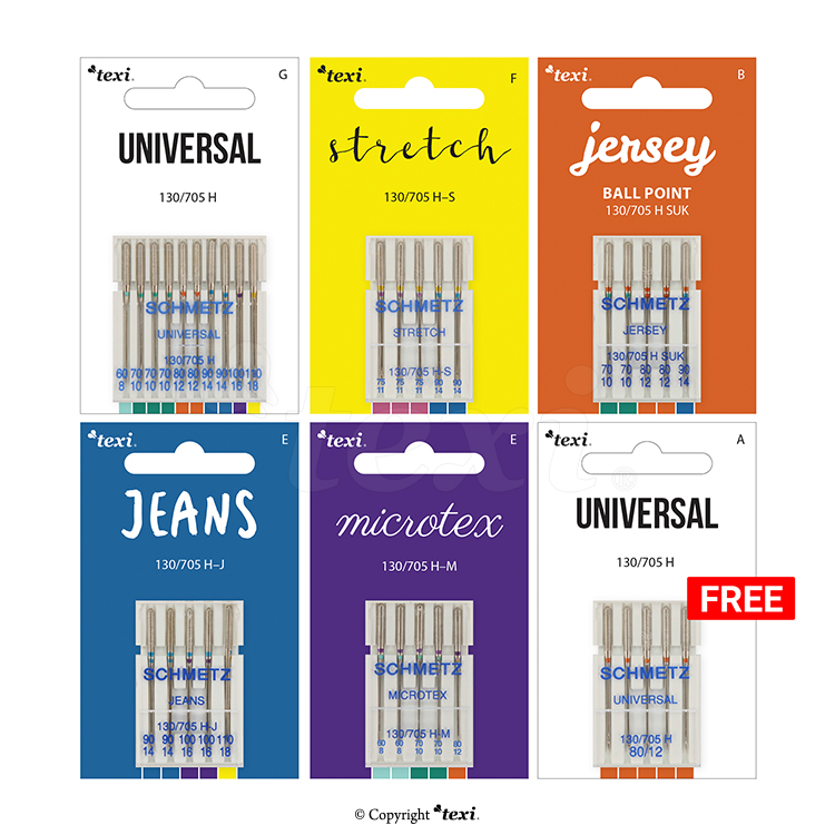 Universal needles set for household machines, 5 types