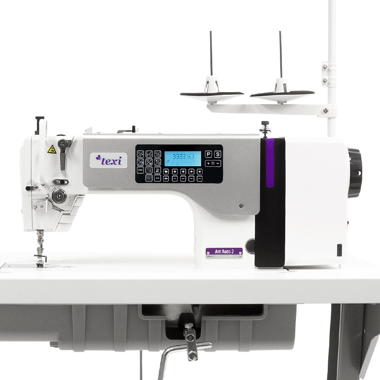 Automatic lockstitch machine with decorative stitch for light and medium materials, with built-in stepper motor and control - complete sewing machine