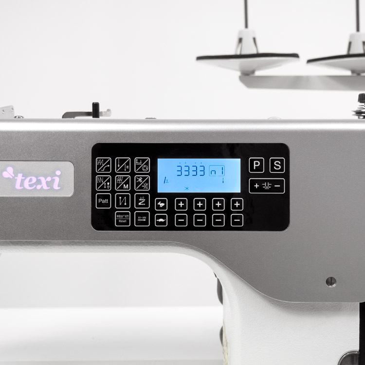 Automatic lockstitch machine with decorative stitch for light and medium materials, with built-in stepper motor and control - complete sewing machine