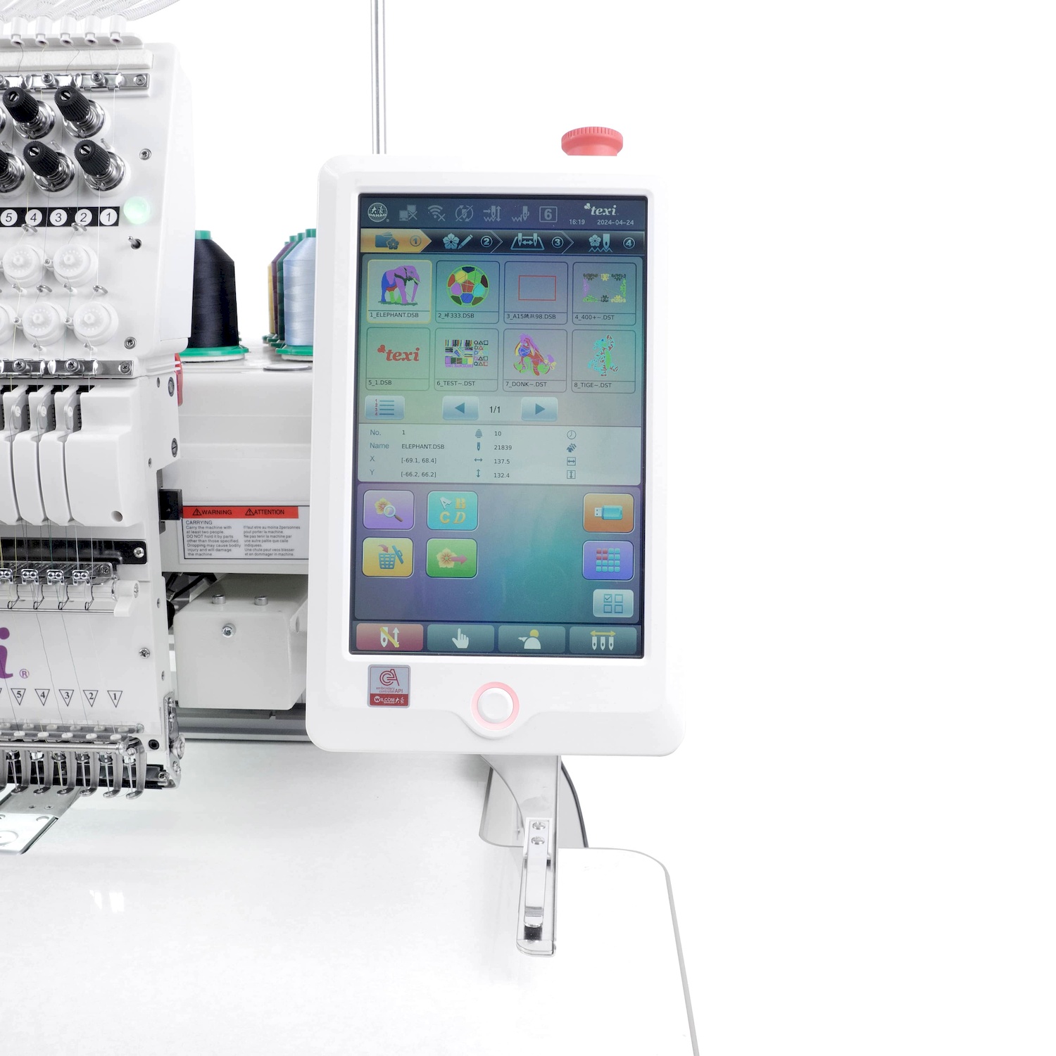 15 needle embroidery machine with working area 600 x 400 mm + hoop SET + FREE thread set