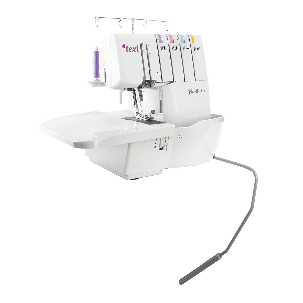 TEXI PIERROT PRO - 2,3,4 thread overlocker for all types of fabrics with 16 stitches and knee lifter, sewing machine - 1 2,3,4 thread overlocker for all types of fabrics with 16 stitches and knee lifter, sewing machine
