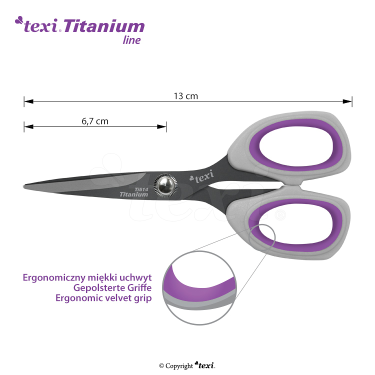 TEXI TITANIUM TiDuo850 - Titanium coated dressmaker shears 8 1/4" (21 cm) and hobby - craft scissors 5 1/4" (13 cm) - 2 Titanium coated dressmaker shears 8 1/4" (21 cm) and hobby - craft scissors 5 1/4" (13 cm)