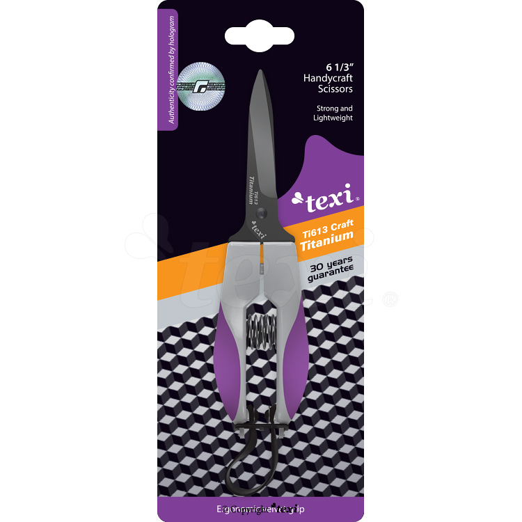 TEXI TITANIUM Ti613 CRAFT - 6 1/3" (16 cm) Titanium coated scissors for upholstery - 2 6 1/3" (16 cm) Titanium coated scissors for upholstery