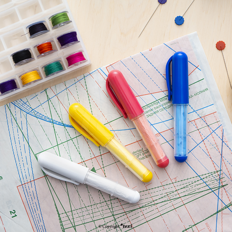 TEXI 4040 YELLOW - Tailor chalk pen with applicator, yellow color - 3 Tailor chalk pen with applicator, yellow color