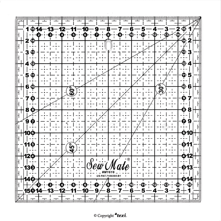 TEXI 4066 - Quilting ruler, metric scale 160x160 mm, black - 1 Quilting ruler, metric scale 160x160 mm, black