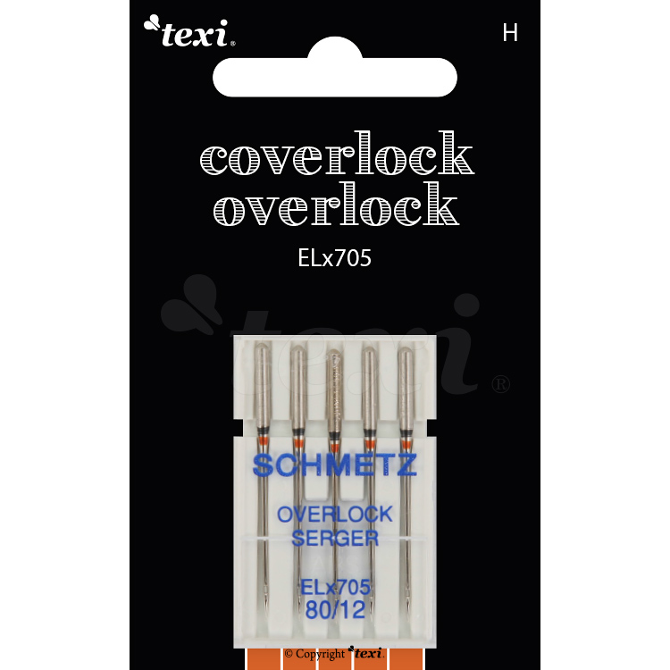 TEXI OVERLOCK/COVERLOCK ELX705 5X80 - Needles for overlock/coverlock household machines, 5 pcs, size 80 - 1 Needles for overlock/coverlock household machines, 5 pcs, size 80