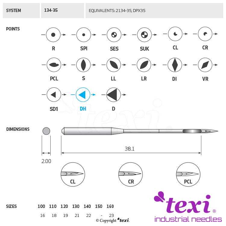 TEXI 134-35 DH 120 - Sewing machine needle - 1 Sewing machine needle
