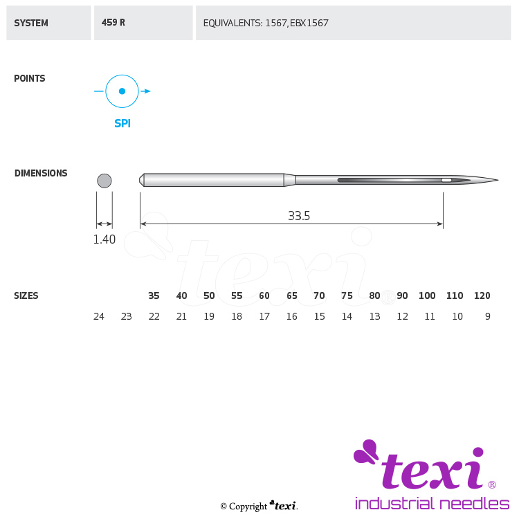 TEXI 459 R 060 - Sewing machine needle - 1 Sewing machine needle