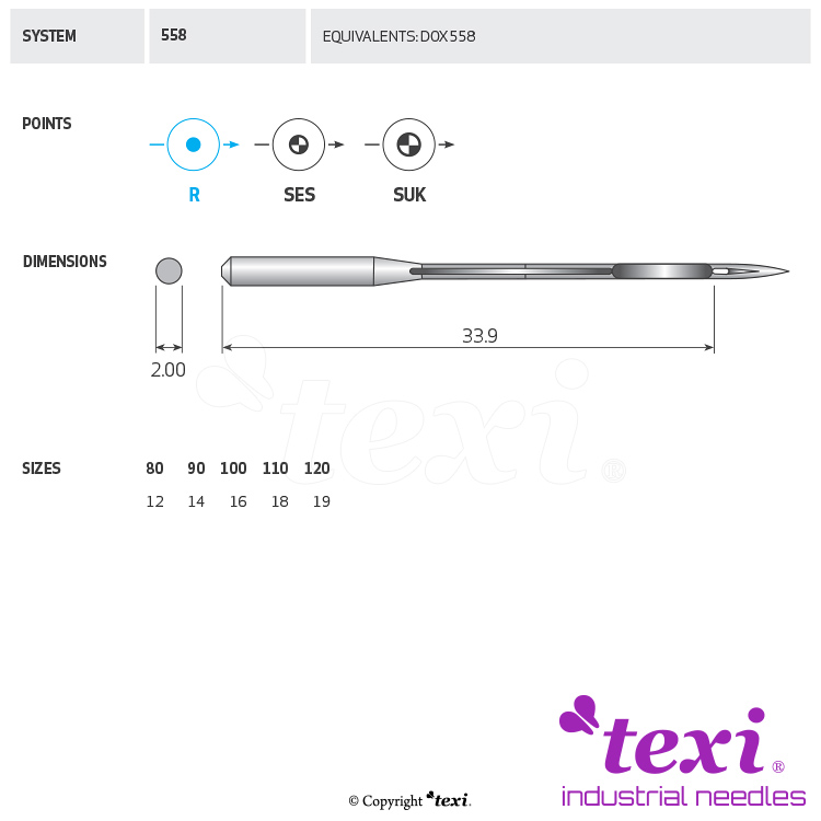 TEXI 558 100 - Sewing machine needle - 1 Sewing machine needle
