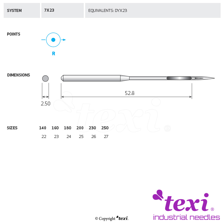 TEXI 7X23 160 - Sewing machine needle - 1 Sewing machine needle