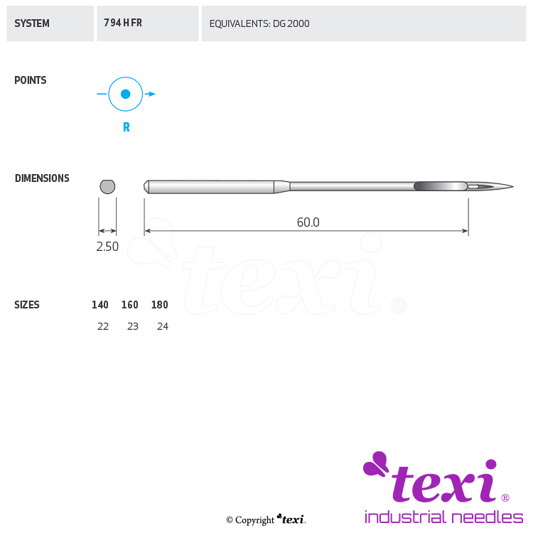 TEXI 794 H FR 140 - Sewing machine needle - 1 Sewing machine needle