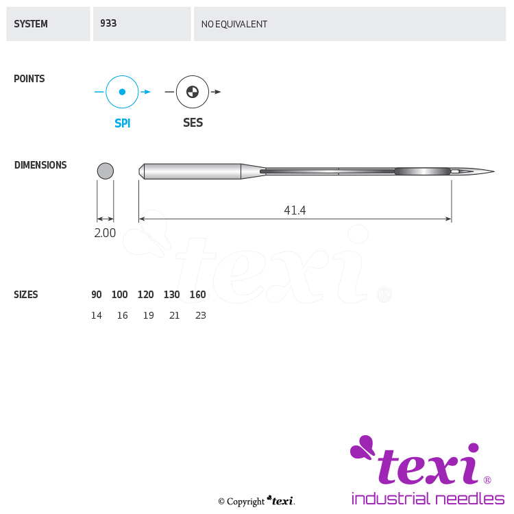 TEXI 933 130 - Sewing machine needle - 1 Sewing machine needle